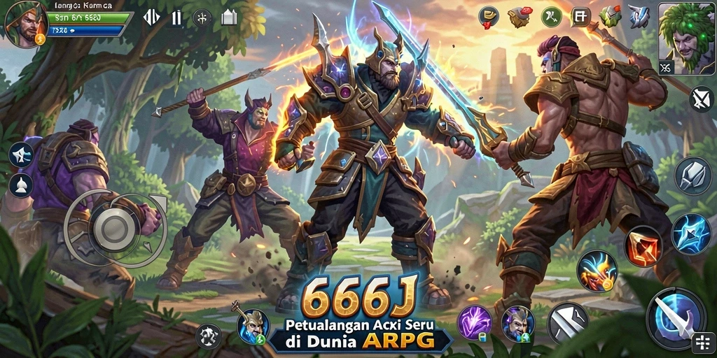 Tangkapan layar 666J menampilkan seru dan aksi gameplay ARPG yang intens.