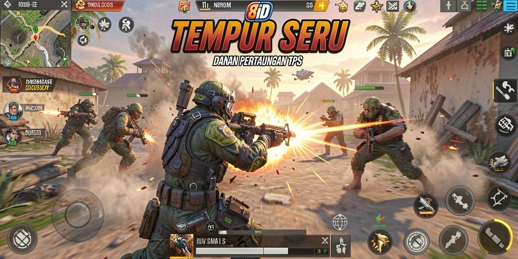 Tampilan gameplay seru 8ID dalam pertarungan TPS.