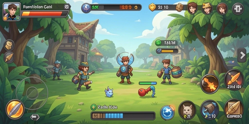 Gameplay 8ZK yang santai dengan karakter unik.
