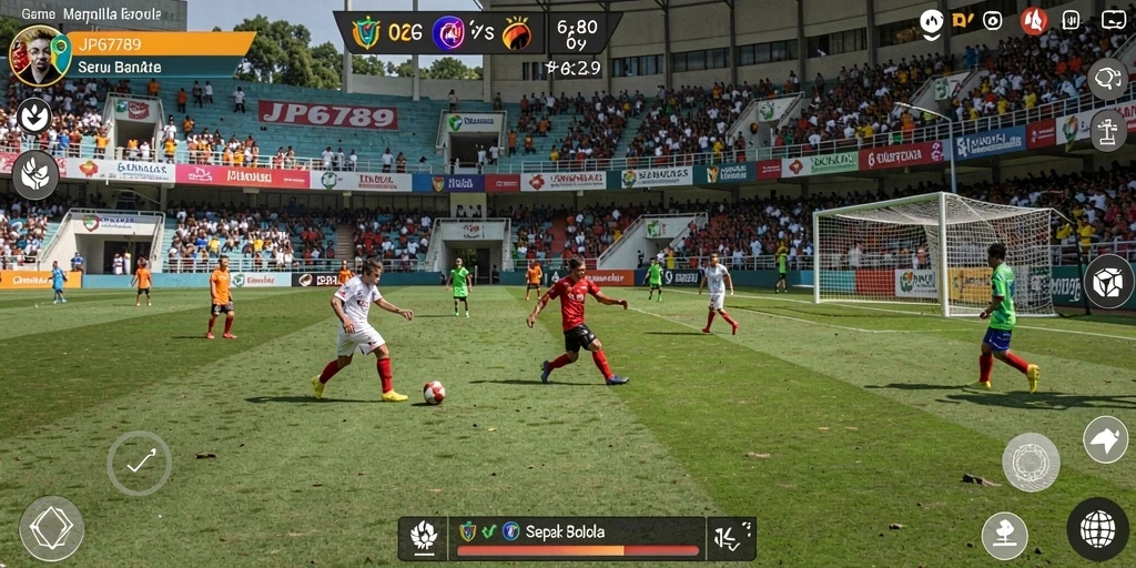 Tampilan dinamis gameplay sepak bola di JP6789.