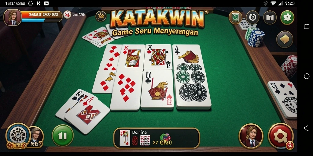 Screenshot gameplay KATAKWIN menampilkan suasana permainan Domino yang seru.