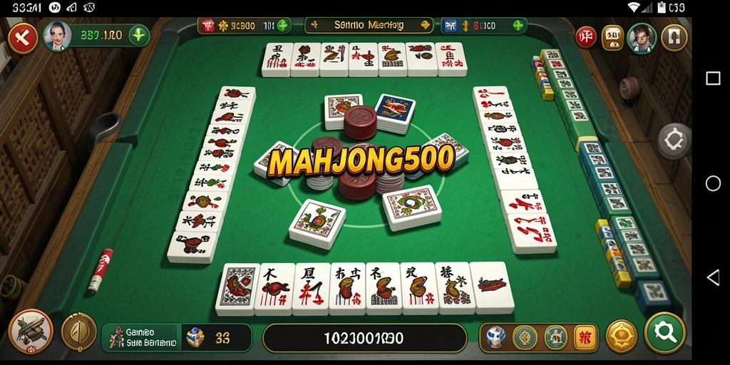 Screenshot MAHJONG500 menampilkan permainan domino yang seru dan interaktif.