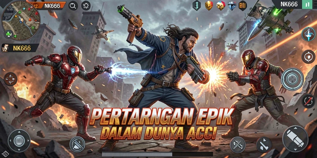 Screenshot NK666 menampilkan pertarungan aksi yang intens dan mengesankan.