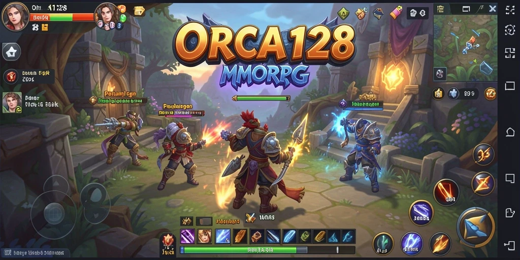 Tangkapan layar ORCA128 yang menunjukkan aksi seru dalam pertempuran MMORPG.