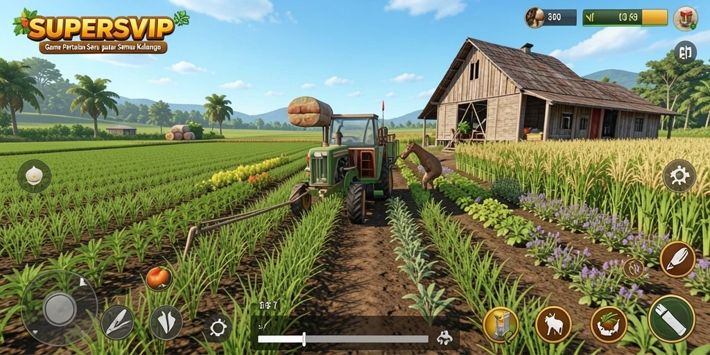 Tampilan gameplay seru dalam pertanian virtual yang menyenangkan.