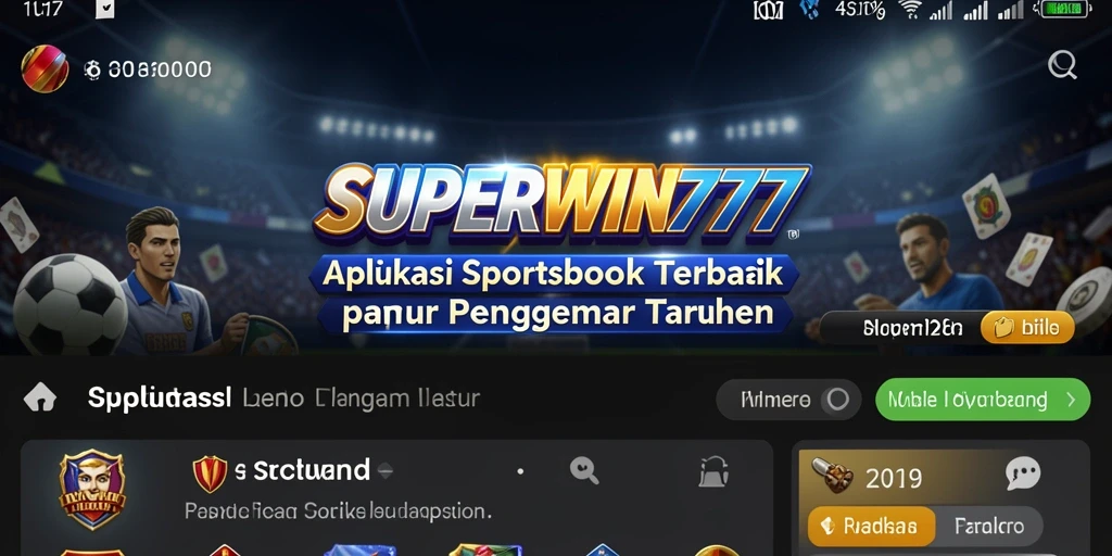 Tampilan utama SUPERWIN777 menampilkan berbagai pilihan taruhan olahraga.
