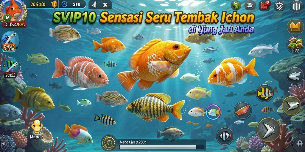 Tampilan gameplay seru di SVIP10 saat menembak ikan.