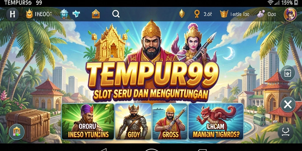 Screenshot utama TEMPUR99 menampilkan gameplay seru slot.