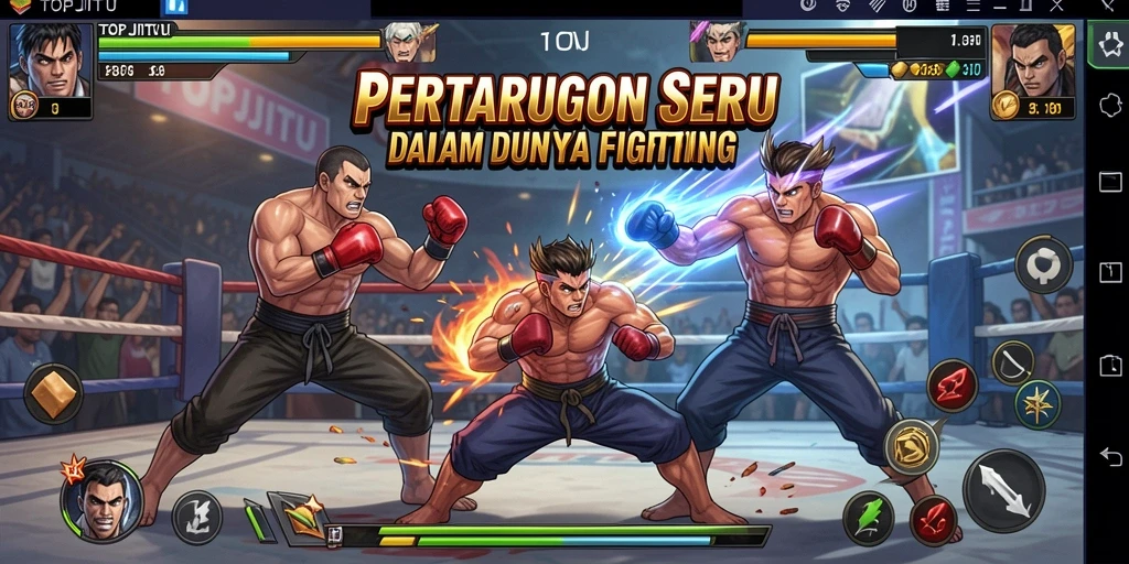 Tampilan gameplay seru dalam pertarungan di TOPJITU.