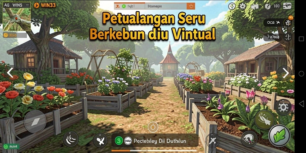Screenshot gameplay WIN33 yang menampilkan aktivitas berkebun seru.